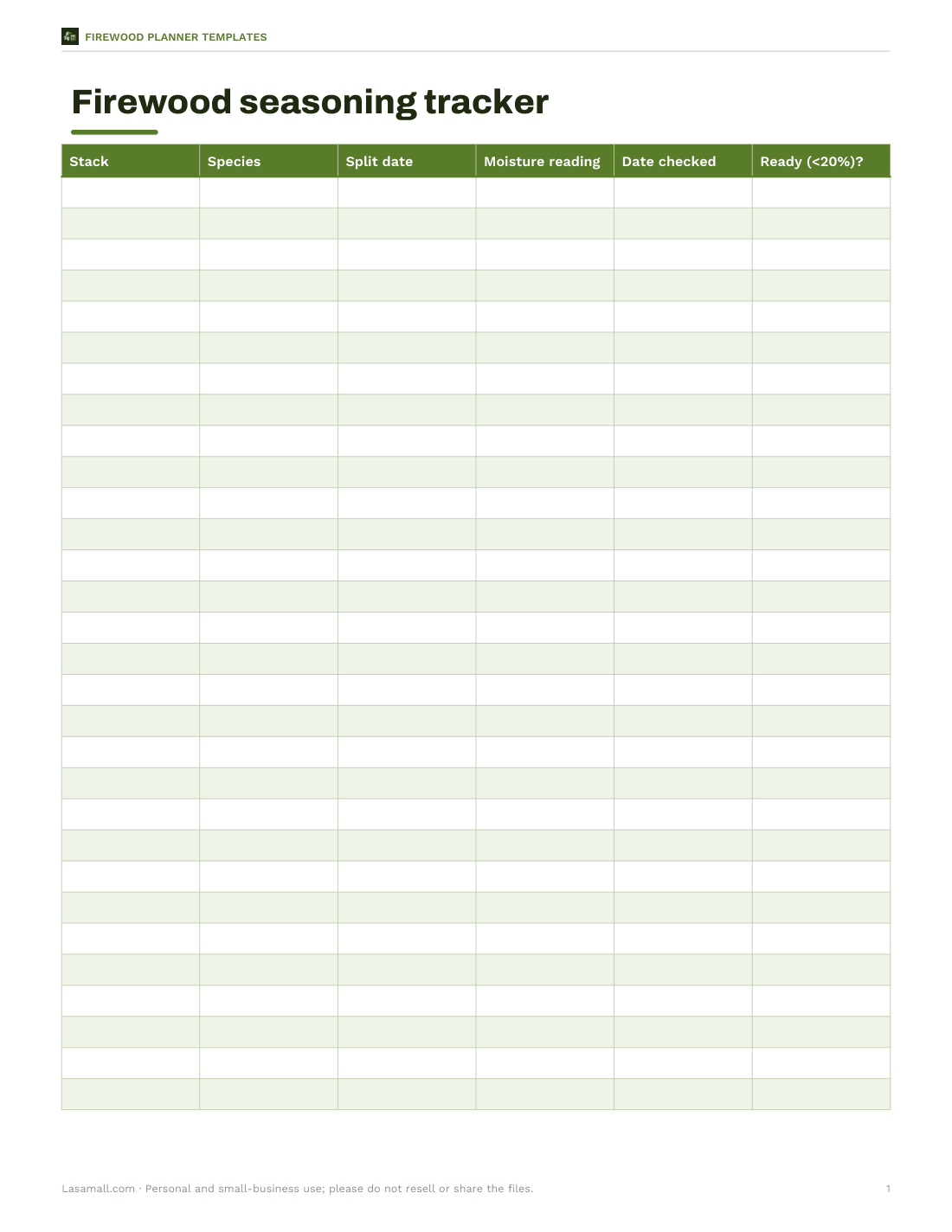 Preview of the first page of Seasoning tracker